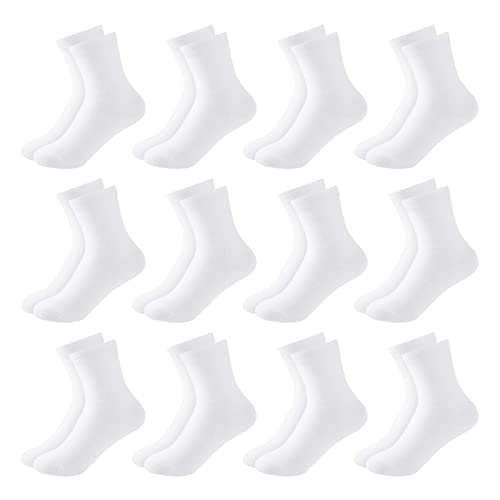 Auranso 12 Paar Kinder Socken Mädchen Jungen Kindersocken Sportsocken weiß 27-30 von Auranso