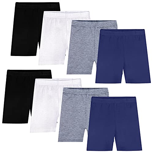 Auranso 8er Set Radlerhose Kinder Mädchen Kurze Leggings Shorts Unterhosen Sport Tanz für 2-10 Jahre 4-5 Jahre Schwarz/Weiß/Grau/Navy Blau von Auranso