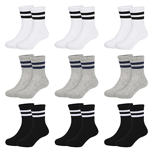 Auranso Socken kinder Sportsocken Jungen Kindersocken Mädchen (9 Paar) Baumwoll Socken Tennissocken von Auranso