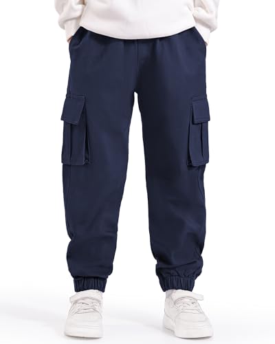 Auranso Jungen Cargohose Kinder Jogginghose Cargo Jogger Hose mit Elastischem Bund Marineblau 146-152 von Auranso