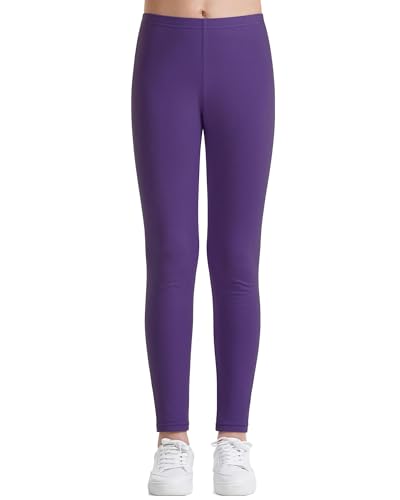 Auranso Leggings Mädchen Sport Baumwolle Kinder Hosen Lange Blickdicht 116-122 Lila von Auranso