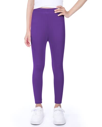 Auranso Leggings Mädchen Sport Baumwolle Kinder Hosen Lange Blickdicht 122-128 Lila von Auranso