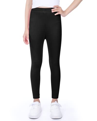 Auranso Leggings Mädchen Sport Baumwolle Kinder Hosen Lange Blickdicht 104-110 Schwarz von Auranso