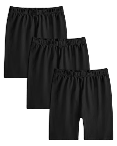 Auranso Radlerhose Kinder Shorts für Mädchen Kurze Baumwolle Leggings 3er-Pack 122-128 Schwarz von Auranso