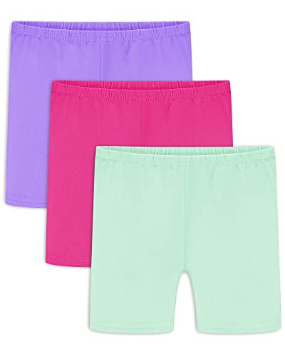 Auranso Radlerhose Mädchen Baumwolle Shorts 5-14 Jahre Kinder Kurze Leggings 3 Pack 10-12 Jahre Rosa/Violett/Grün von Auranso