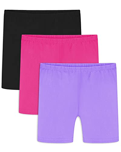 Auranso Radlerhose Mädchen Baumwolle Shorts 5-14 Jahre Kinder Kurze Leggings 3 Pack 10-12 Jahre Schwarz/Rose/Violett von Auranso