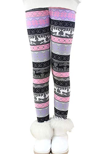 Auranso Thermo Leggings Mädchen Kinder Gefütterte Winterleggins Dick Thermohose Lila C 104-110 von Auranso