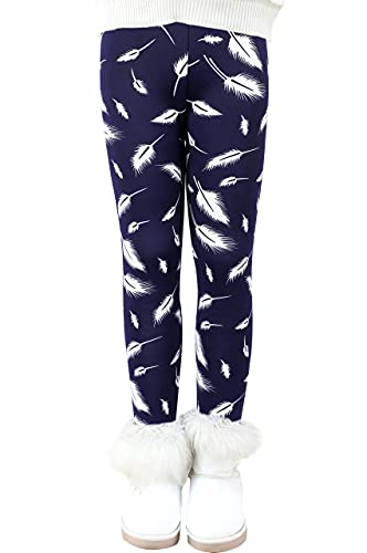 Auranso Thermo Leggings Mädchen Kinder Gefütterte Winterleggins Dick Thermohose Marineblau 104-110 von Auranso