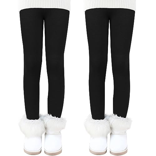 Auranso Thermo Leggings Mädchen Kinder Warme Gefüttert Leggings Winter Thermohose 2er Pack Schwarz 134-140 von Auranso