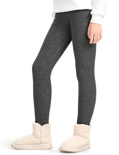 Auranso Thermo Leggings Mädchen Kinder Thermoleggings Gefütterte Winter Baumwolle Warme Dick Dunkelgrau 140-146 von Auranso