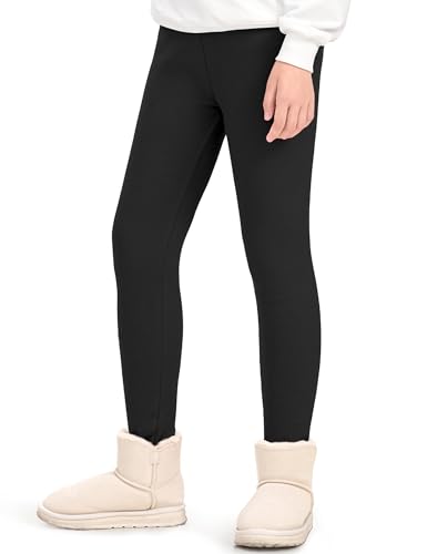 Auranso Thermo Leggings Mädchen Kinder Thermoleggings Gefütterte Winter Baumwolle Warme Dick Schwarz 140-146 von Auranso