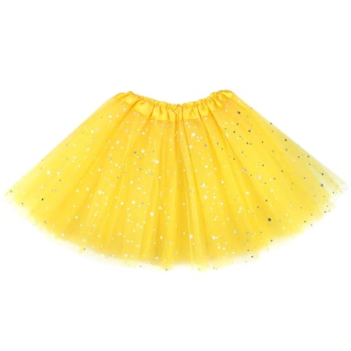 Auranso Tüllrock Kinder Mädchen Röcke Tutu Prinzessin Ballettrock Minirock Tanzkleid Partykleid 2-7 Jahre Gelb von Auranso