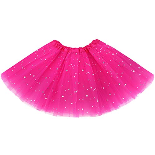 Auranso Tüllrock Kinder Mädchen Röcke Tutu Prinzessin Ballettrock Minirock Tanzkleid Partykleid 2-7 Jahre Rosarot von Auranso