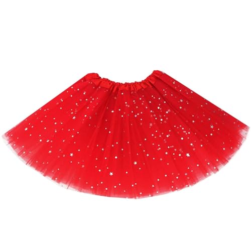 Auranso Tüllrock Kinder Mädchen Röcke Tutu Prinzessin Ballettrock Minirock Tanzkleid Partykleid 2-7 Jahre Rot 2 von Auranso