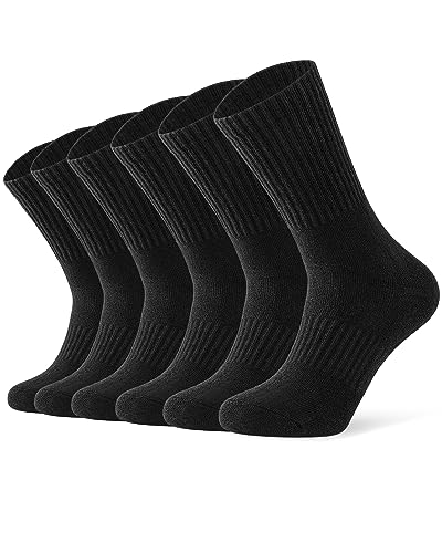 Auranso kinder Socken Sportsocken Tennissocken für Jungen Mädchen Socken Kindersocken,6 Paar Schwarz 27-30 von Auranso