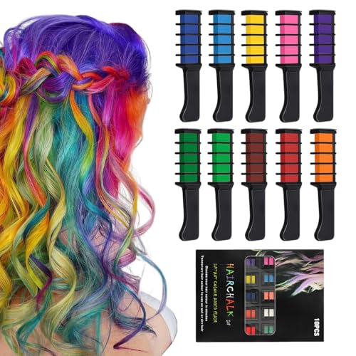 Haarkreide für Mädchen Set, Haarkreide Kamm 10 Auswaschbare Farben, Temporär Haarfarbe Kreide Kamm, Instant Haartönung Hair Geschenk Mädchen für Party Karneval Halloween Haarkreide für Mädchen Set, Haarkreide Kamm 10 Auswaschbare Farben, Temporär Haarfarbe Kreide Kamm, Instant Haartönung Hair Geschenk Mädchen für Party Karneval Halloween von Aurasky