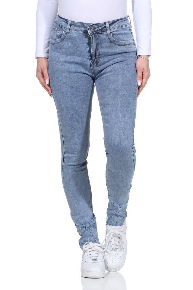 Aurela Damenmode 5-Pocket-Jeans Jeanshosen für Damen Stretch Jeans Destroyed Look moderner Distressed Look von Aurela Damenmode