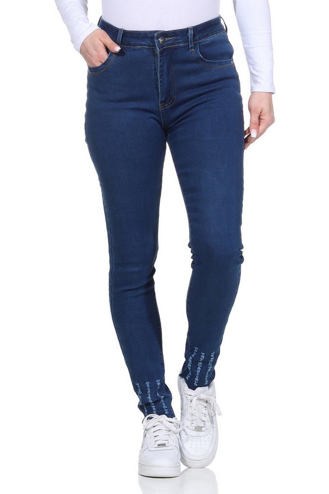 Aurela Damenmode 5-Pocket-Jeans Jeanshosen für Damen Stretch Jeans Destroyed Look moderner Distressed Look von Aurela Damenmode