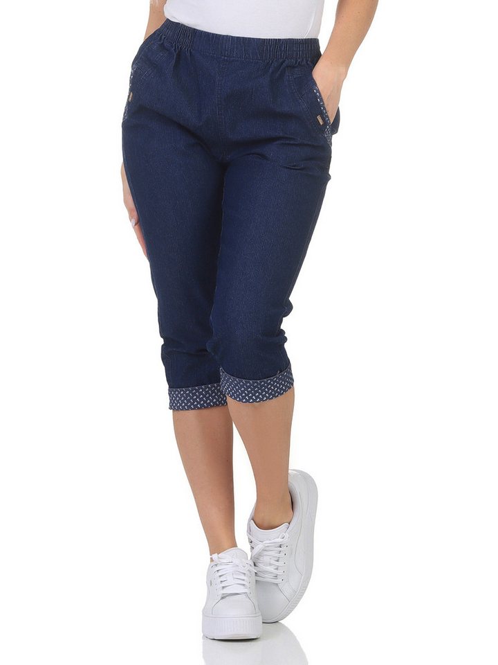 Aurela Damenmode 7/8-Caprijeans Damen Sommer Bermuda Capri Jeanshose auch in großen Größen erhältlich, maritimer Look von Aurela Damenmode