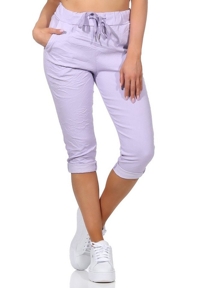 Aurela Damenmode 7/8-Hose Damen Sommerhose Capri Jeans Kurze Hose Bermuda in sommerlichen Farben, Taschen und Kordelzug, 36-44 von Aurela Damenmode