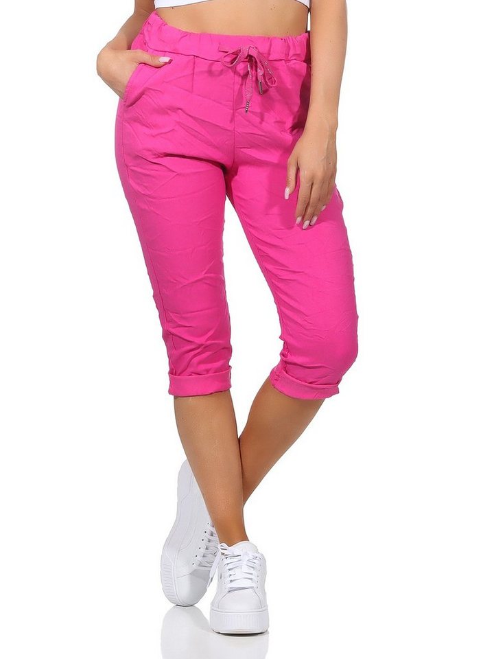 Aurela Damenmode 7/8-Hose Damen Sommerhose Capri Jeans Kurze Hose Bermuda in sommerlichen Farben, Taschen und Kordelzug, 36-44 von Aurela Damenmode