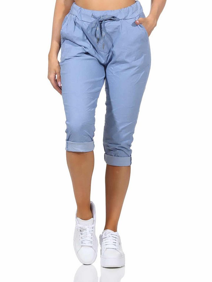 OriginalYou 7/8-Hose Damen Sommerhose Caprihose Kurze Hose moderne Knitteroptik, mit Gummibung & Kordelzug von OriginalYou