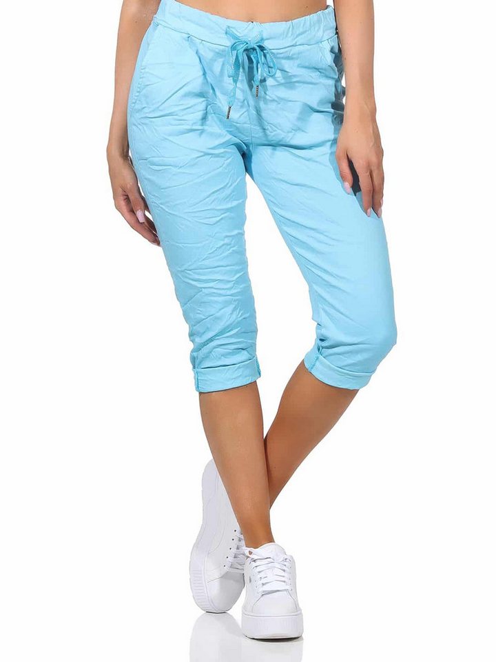OriginalYou 7/8-Hose Damen Sommerhose Caprihose Kurze Hose moderne Knitteroptik, mit Gummibung & Kordelzug von OriginalYou