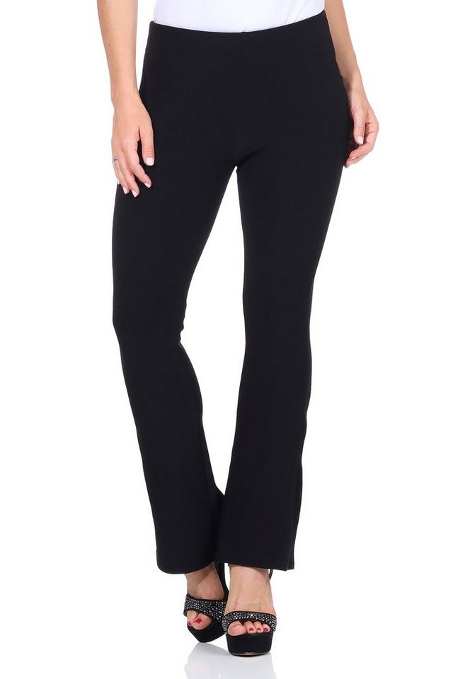 Aurela Damenmode Bootcuthose Schlaghose Damen Schwarz Boot Cut Stoffhose elegant (1-tlg) mit elastischem Bund, auch in großen Größen von Aurela Damenmode