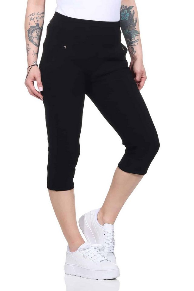 Aurela Damenmode Caprihose Kurze Damen Sommer Bermuda 7/8 Schlupfhose bequeme Freizeithose mit elastischem Bund, auch in großen Größen erhältlich von Aurela Damenmode