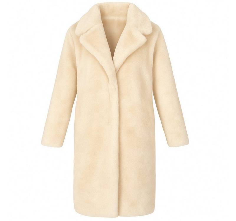 Aurela Damenmode Fellimitatmantel Damen Fellimitatmantel softer Plüsch Mantel LONG COAT mit Reverskragen, mit Druckknöpfen von Aurela Damenmode