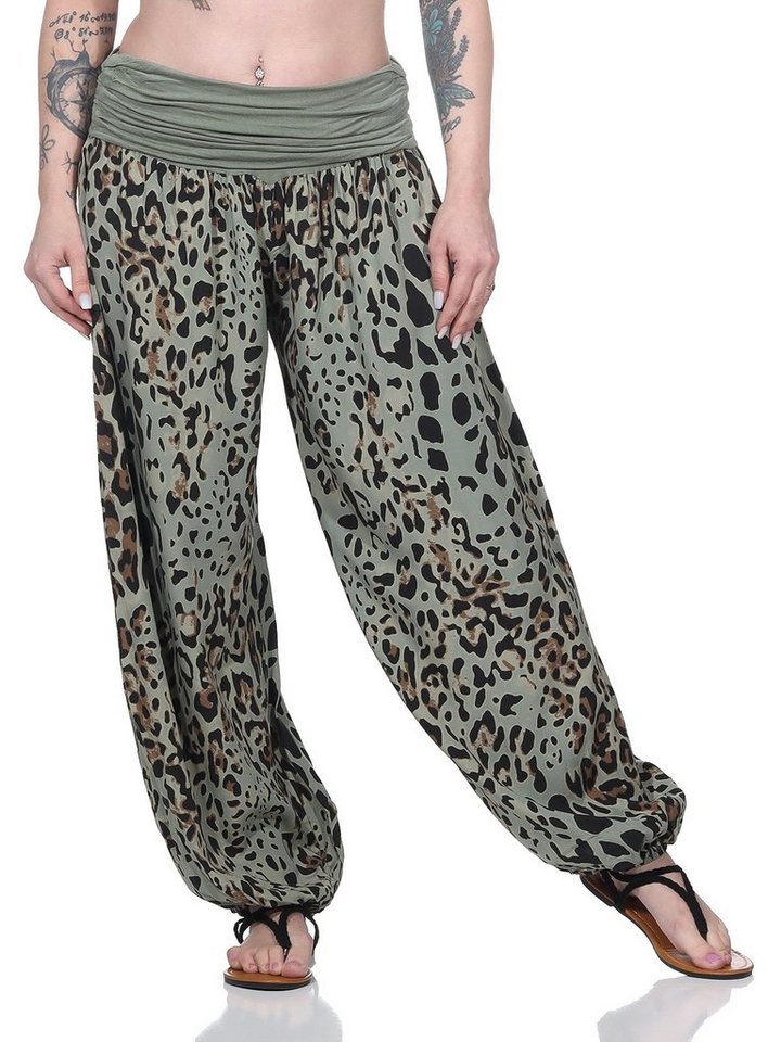 OriginalYou Haremshose Sommerhose für Damen leichte Flatterhose Leo Look mit elatischem Bund, sommerliche Motive von OriginalYou