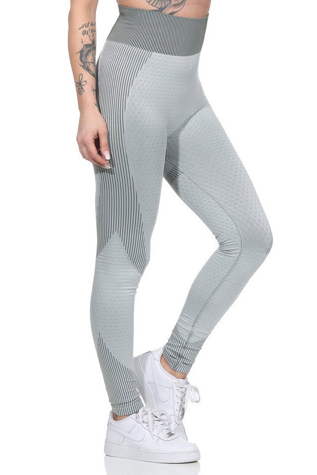 Aurela Damenmode Highwaist Leggings Sportleggings Damen Shape Leggings mit Anti-Cellulite Effekt elastischer Bund, Elastikzonen, Kompressionszonen von Aurela Damenmode