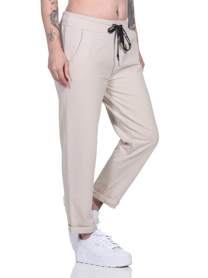 Aurela Damenmode Jogginghose Klassische Damen Jogginghose bequeme Haushose mit Schnürung leichte Jersey Qualität, mit Gummizug & Schnürung von Aurela Damenmode