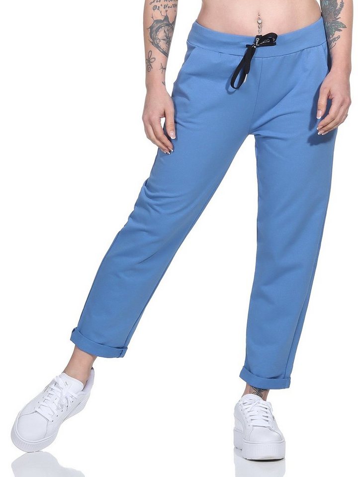 Aurela Damenmode Jogginghose Klassische Damen Jogginghose bequeme Haushose mit Schnürung leichte Jersey Qualität, mit Gummizug & Schnürung von Aurela Damenmode