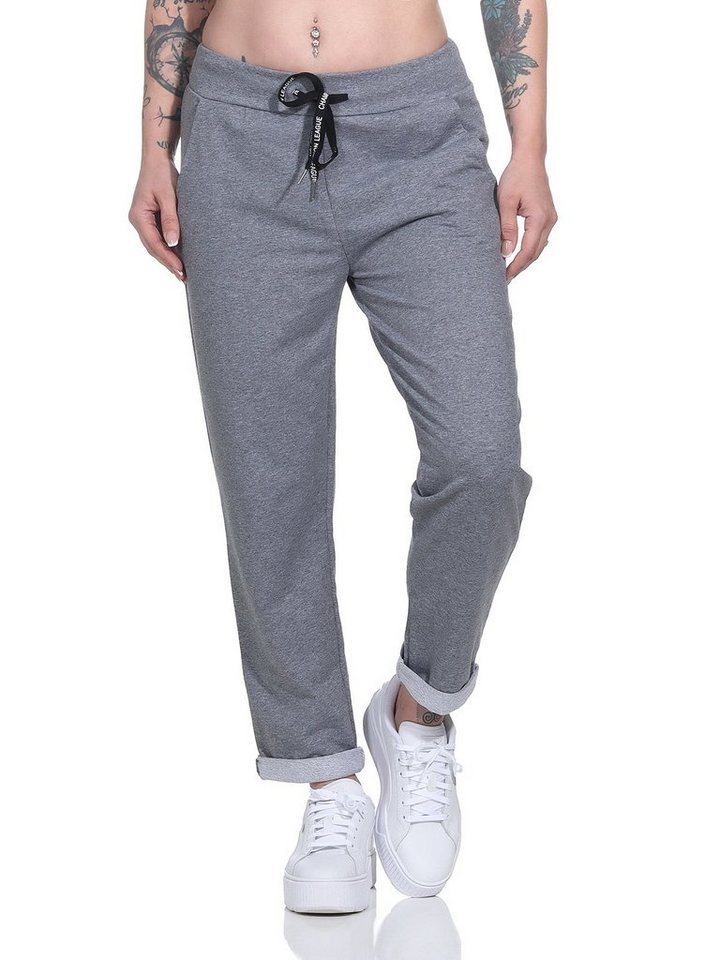 Aurela Damenmode Jogginghose Klassische Damen Jogginghose bequeme Haushose mit Schnürung leichte Jersey Qualität, mit Gummizug & Schnürung von Aurela Damenmode
