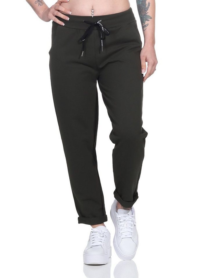 Aurela Damenmode Jogginghose Klassische Damen Jogginghose bequeme Haushose mit Schnürung leichte Jersey Qualität, mit Gummizug & Schnürung von Aurela Damenmode