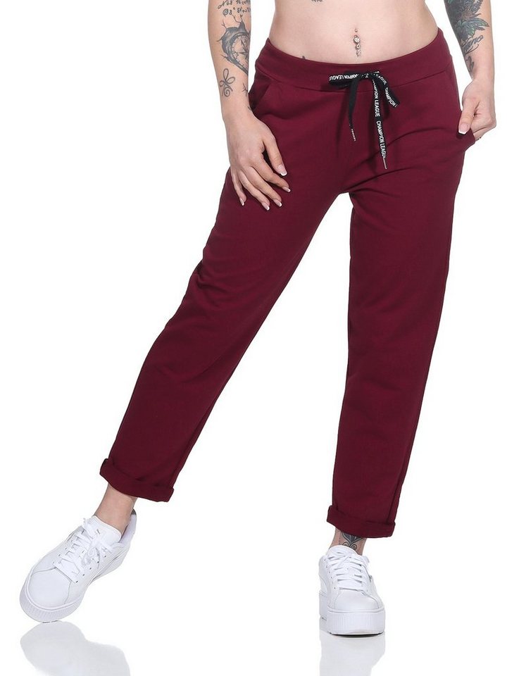 Aurela Damenmode Jogginghose Klassische Damen Jogginghose bequeme Haushose mit Schnürung leichte Jersey Qualität, mit Gummizug & Schnürung von Aurela Damenmode