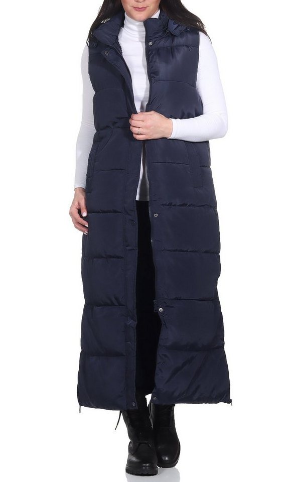 Aurela Damenmode Longweste Damen Steppweste Lange Weste gefüttert (1-tlg) in großen Größen erhältlich, mit Teddyfell von Aurela Damenmode