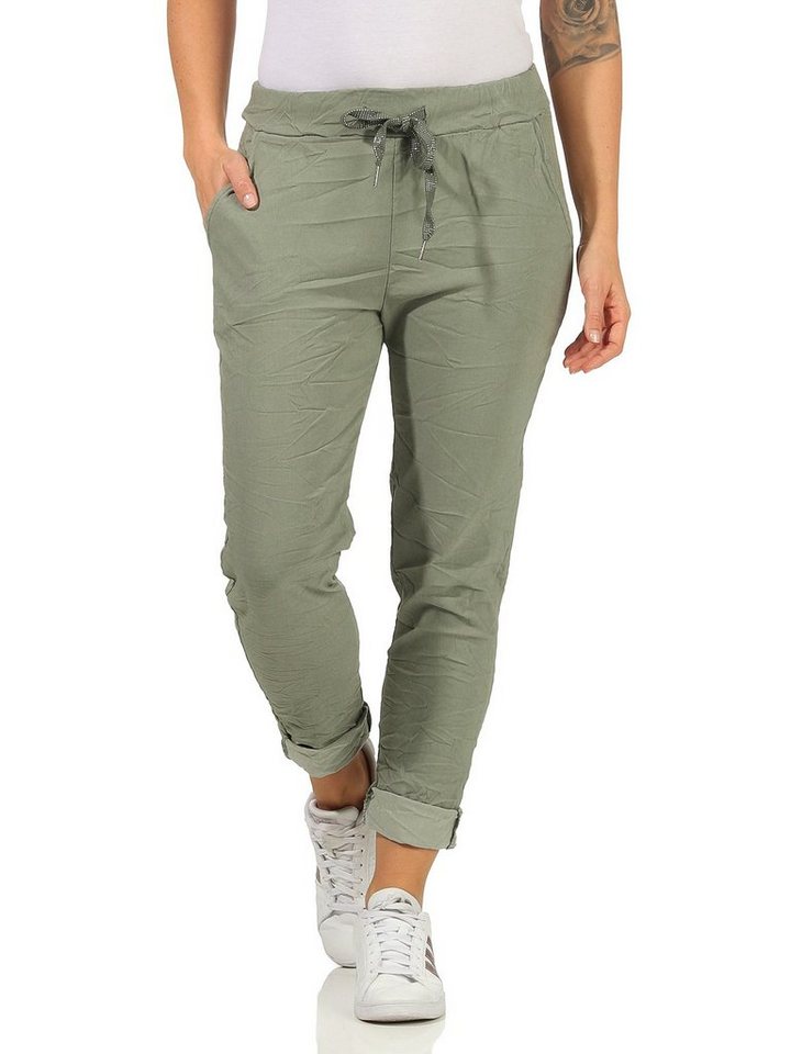 Aurela Damenmode Schlupfhose Freizeithose für Damen angenehme Chinohose Basic Schlupfhose (1-tlg) mit Kordelzug, mit elastischem Bund von Aurela Damenmode