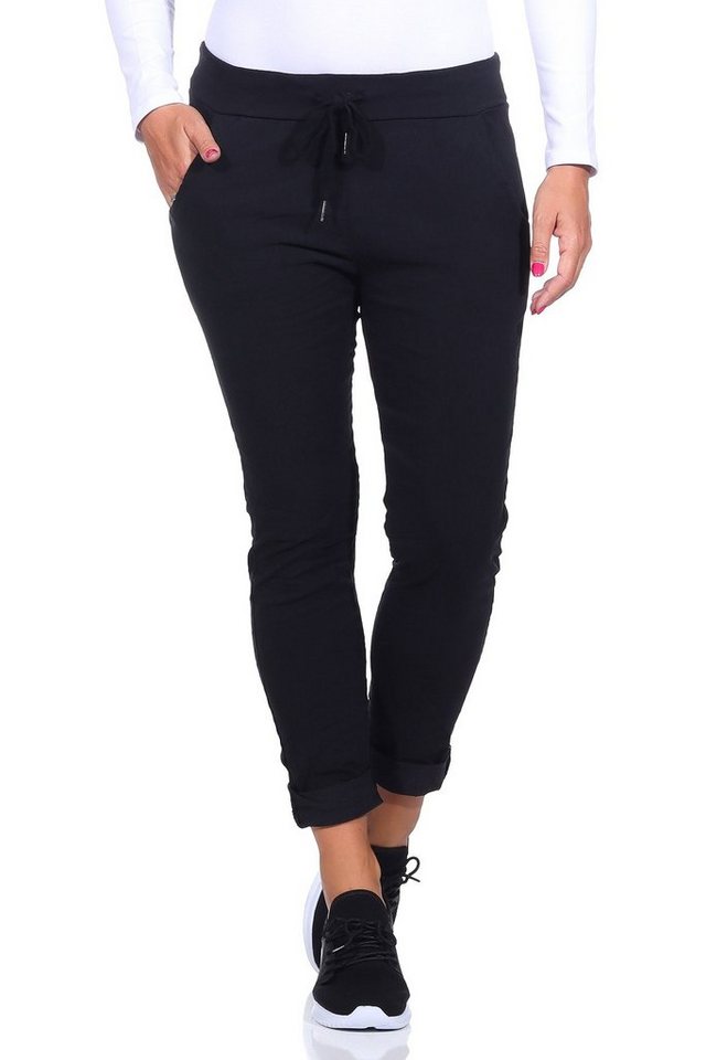 Aurela Damenmode Schlupfhose Freizeithose für Damen angenehme Chinohose Basic Schlupfhose (1-tlg) mit Kordelzug, mit elastischem Bund von Aurela Damenmode