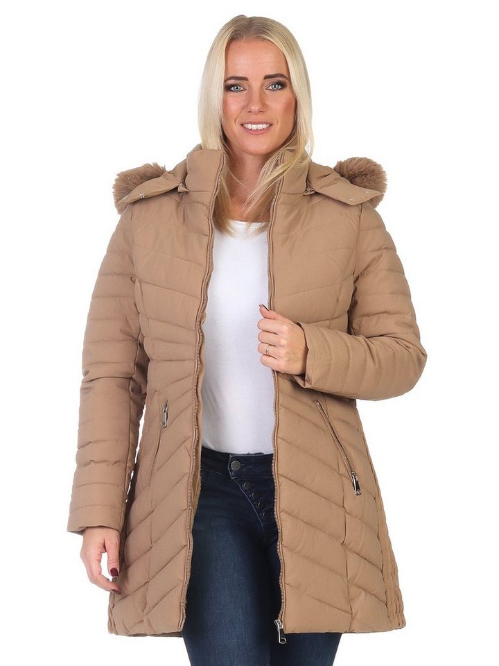 Aurela Damenmode Steppjacke Damen Outdoor Jacke mit Teddyfell - LH105 - mit Kapuze mit Teddyfell von Aurela Damenmode