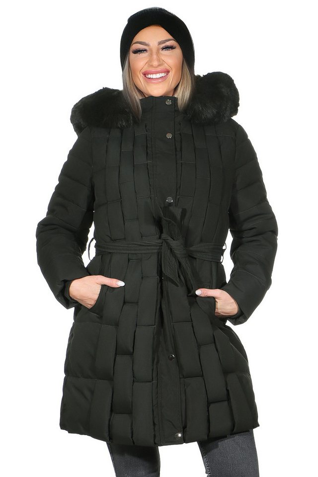 Aurela Damenmode Steppmantel Damen Mantel gefütterter Parka in großen Größen erhältlich, abnehmbare Kapuze, Teddyfell gefüttert von Aurela Damenmode