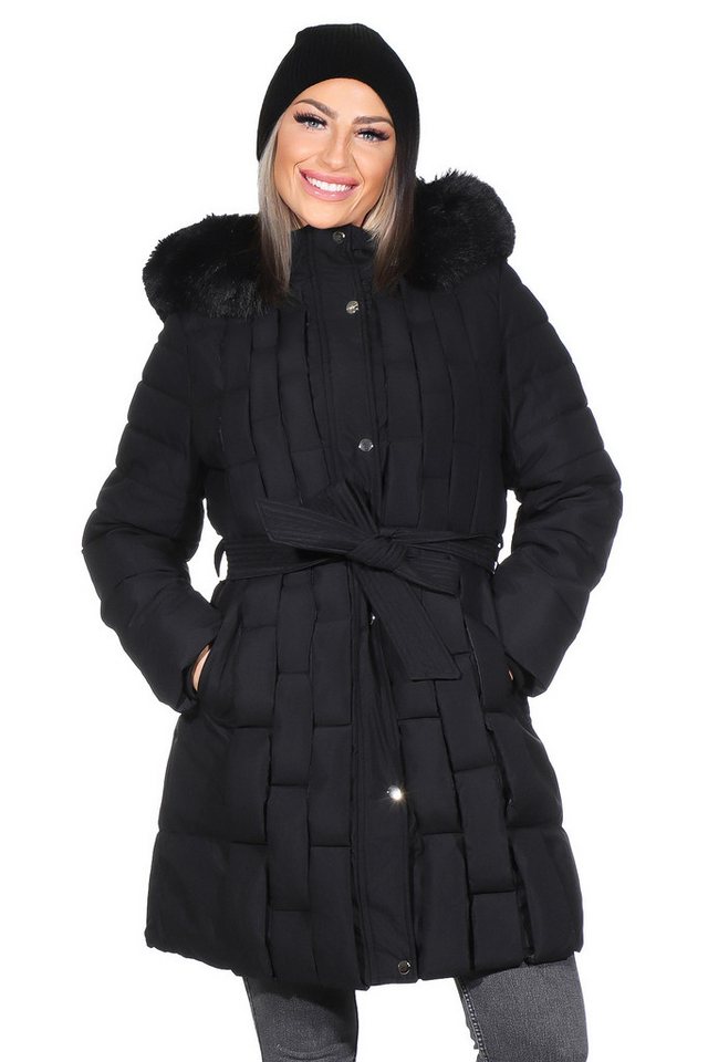 Aurela Damenmode Steppmantel Damen Mantel gefütterter Parka in großen Größen erhältlich, abnehmbare Kapuze, Teddyfell gefüttert von Aurela Damenmode