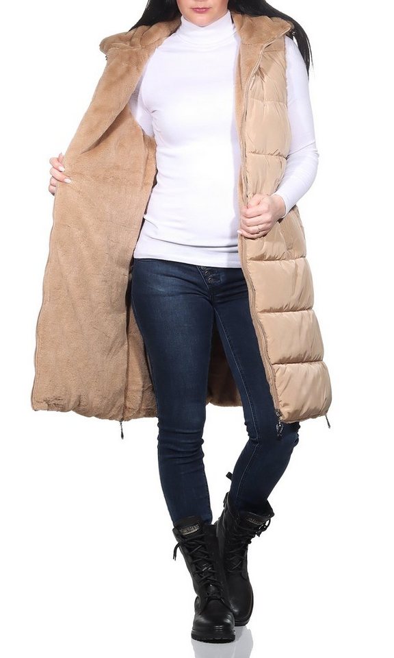 Aurela Damenmode Steppweste Damen Longweste mit Fütterung Damen Weste (1-tlg) auch in großen Größen erhältlich von Aurela Damenmode