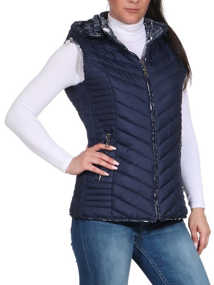Aurela Damenmode Steppweste Damenweste ärmellose Steppweste leichte Outdoorweste mit abnehmbarer Kapuze, mit Taschen mit Reißverschluss, auch in großen Größen erhältlich, für milde Herbst-/Wintertage von Aurela Damenmode