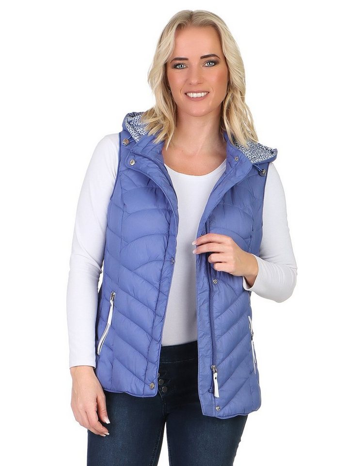 Aurela Damenmode Steppweste Damen Weste Ultraleichte Steppweste Übergang abnehmbare Kapuze, Elastikzone von Aurela Damenmode