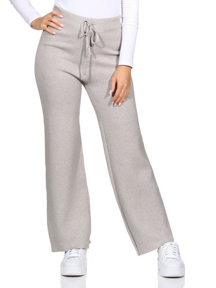 Aurela Damenmode Strickhose Haushose Damen gemütliche Jogginghose mit Schnürung super weich, Elastikbund mit Tunnelzug von Aurela Damenmode