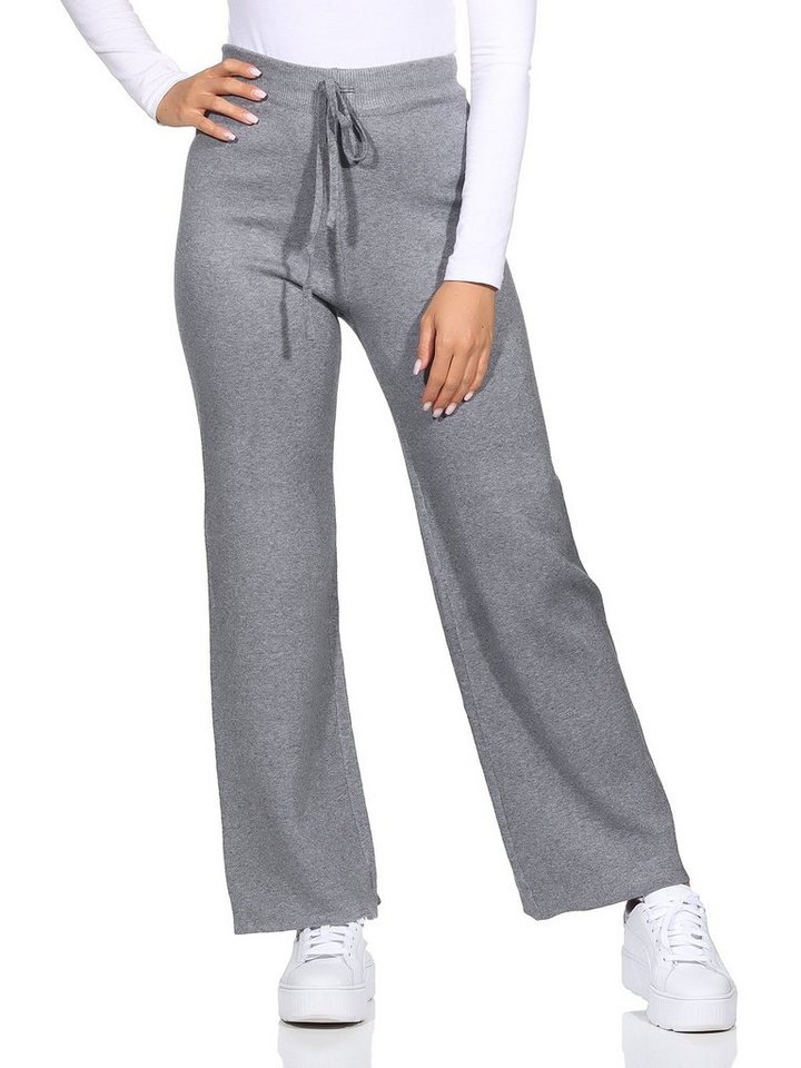 Aurela Damenmode Strickhose Haushose Damen gemütliche Jogginghose mit Schnürung super weich, Elastikbund mit Tunnelzug von Aurela Damenmode