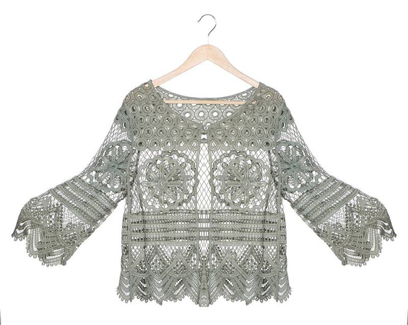 Aurela Damenmode Strickjacke Damen Häkeljacke Sommer Bolero Strickjacke sommerliche Lochstickerei, besonderer Häkellook von Aurela Damenmode