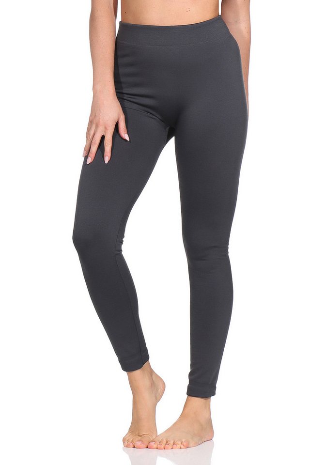 Aurela Damenmode Thermoleggings Winterleggings Damen Skiunterwäsche schwarz Thermo Leggings Polarfleece, Nahtloses Hosenteil, Blickdicht von Aurela Damenmode